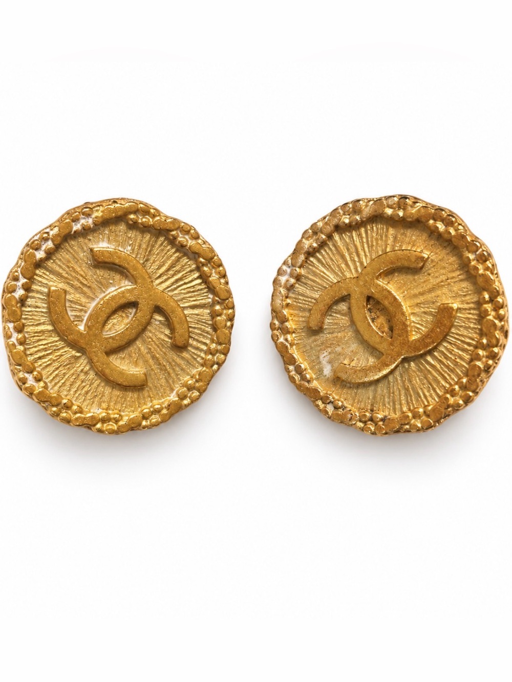 1994 Vintage CHANEL CC Sunburst Clip-On Earrings 94A